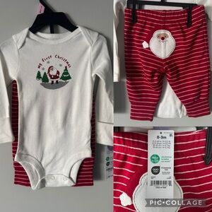 Carter's 'My First Christmas' Baby 2 piece set red white unisex 0-3 M NWT